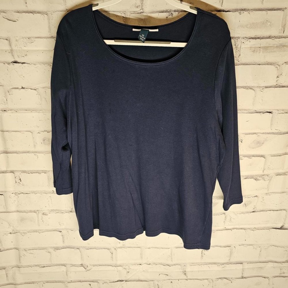 Blue Cotton Long Sleeve Cotton Top
